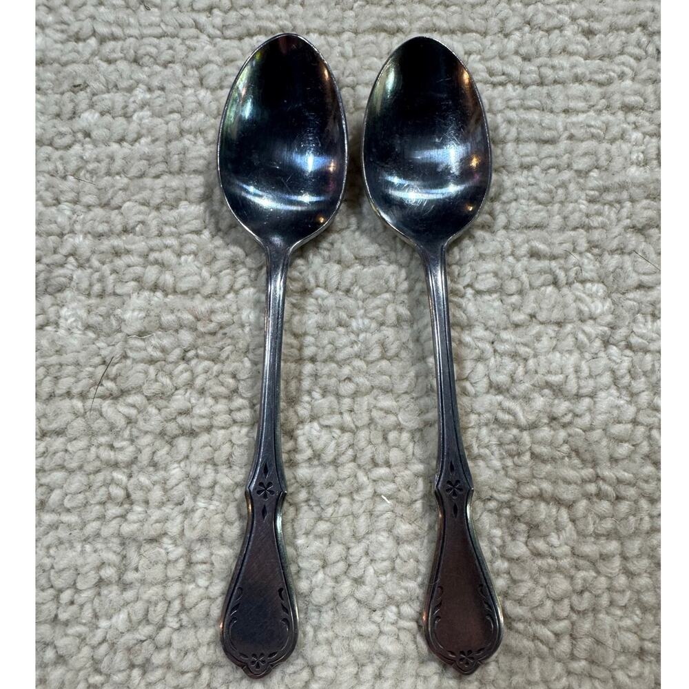 Northland Evening Star Oval Soup Place Table Spoons 7" Lot of 2 Korea